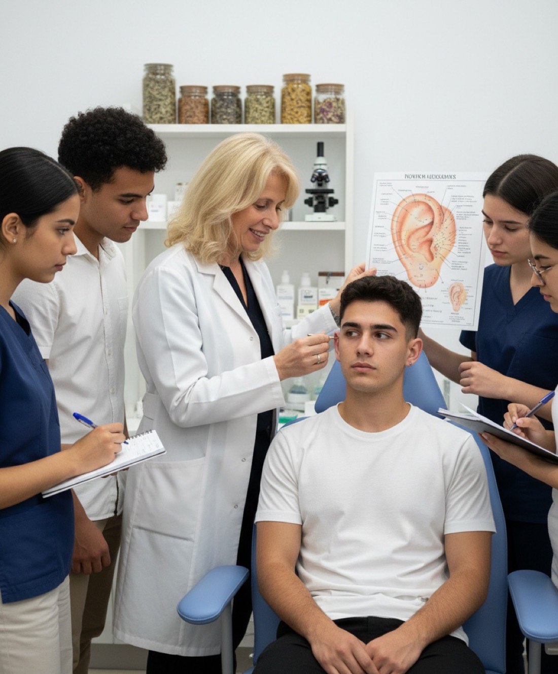 Dr Nadia Volf teaching auricular reading to a group of students
