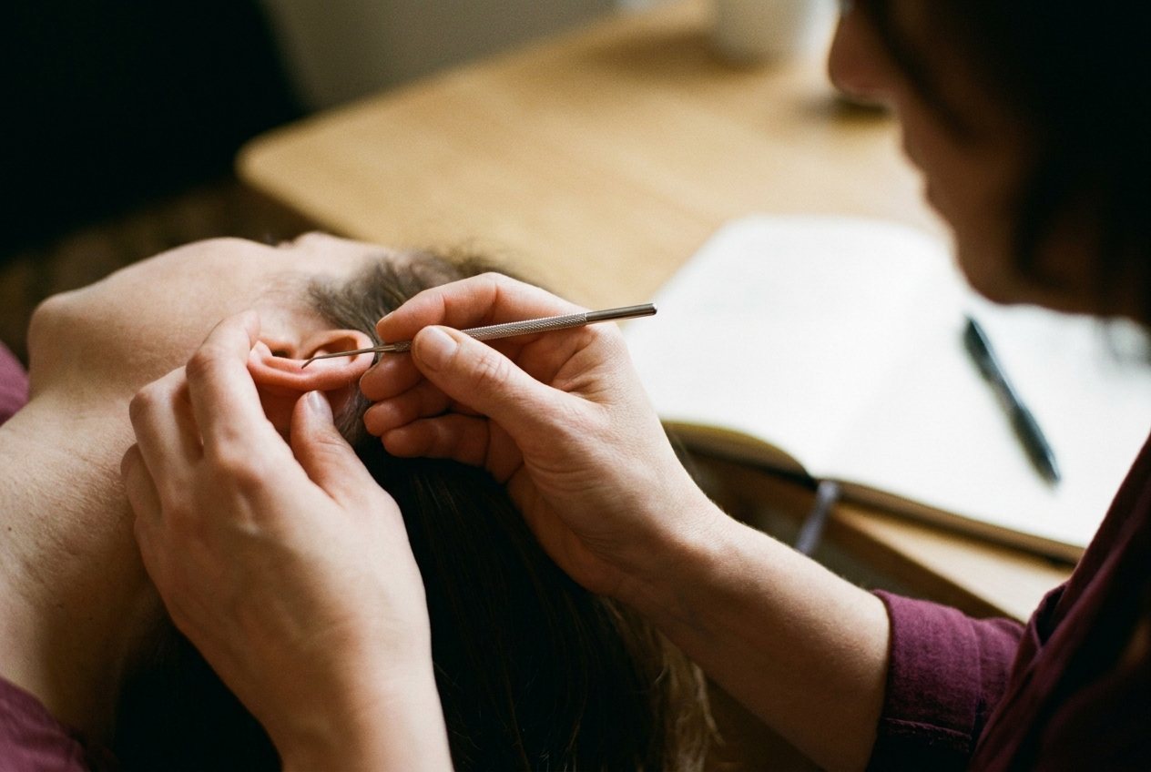 Gros plan sur l'oreille d'un patient