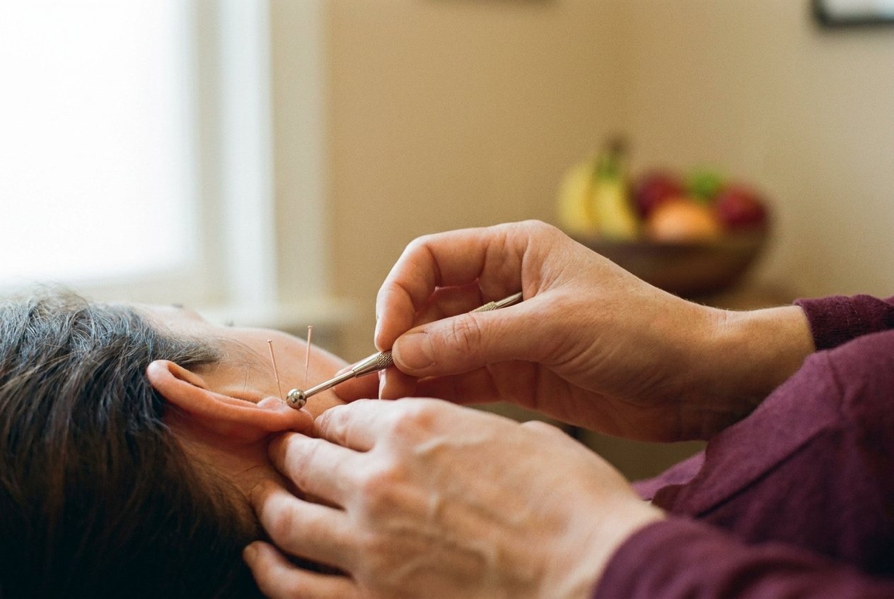 Gros plan sur l'oreille d'un patient